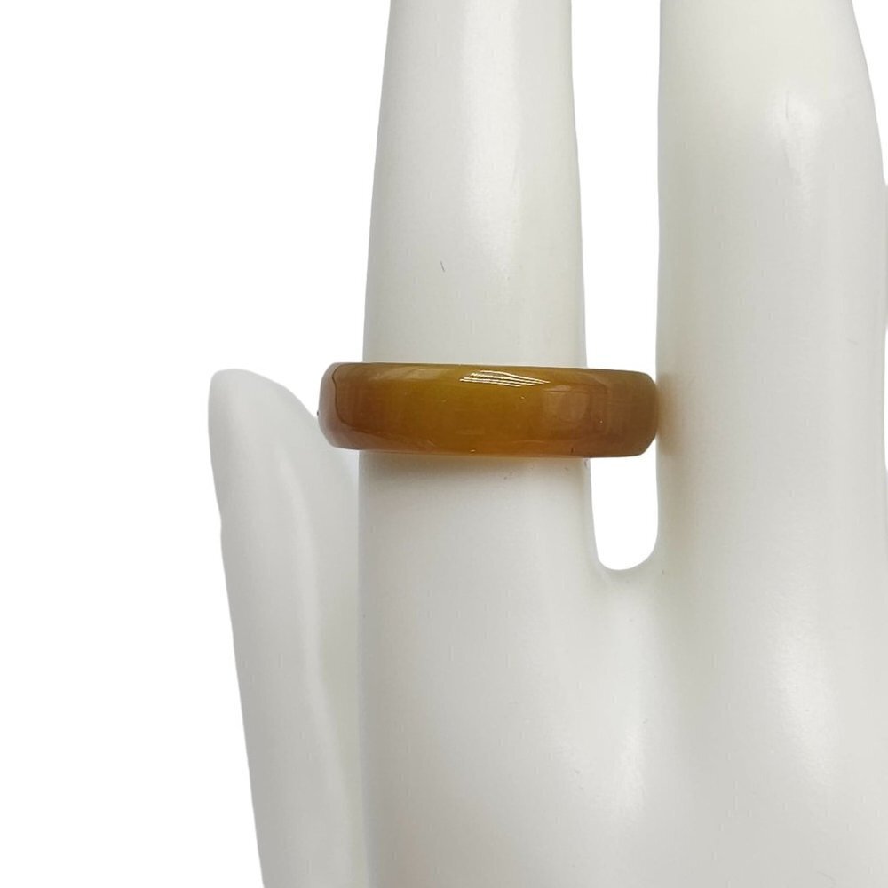 Yellow Green Blend Polished Nephrite Stone Band Ring Size 8.25 Vintage